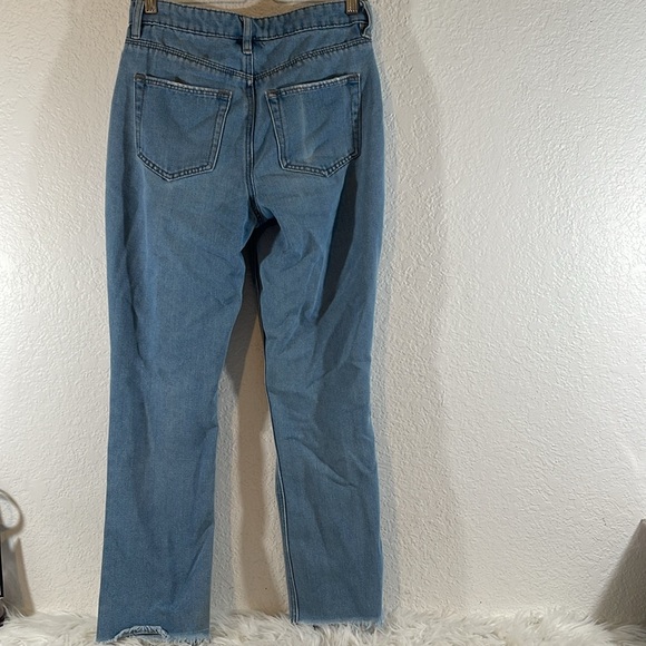 FOREVER 21 Button Fly Distressed Straight Denim Jeans Raw Hem Size 25 - Picture 4 of 9